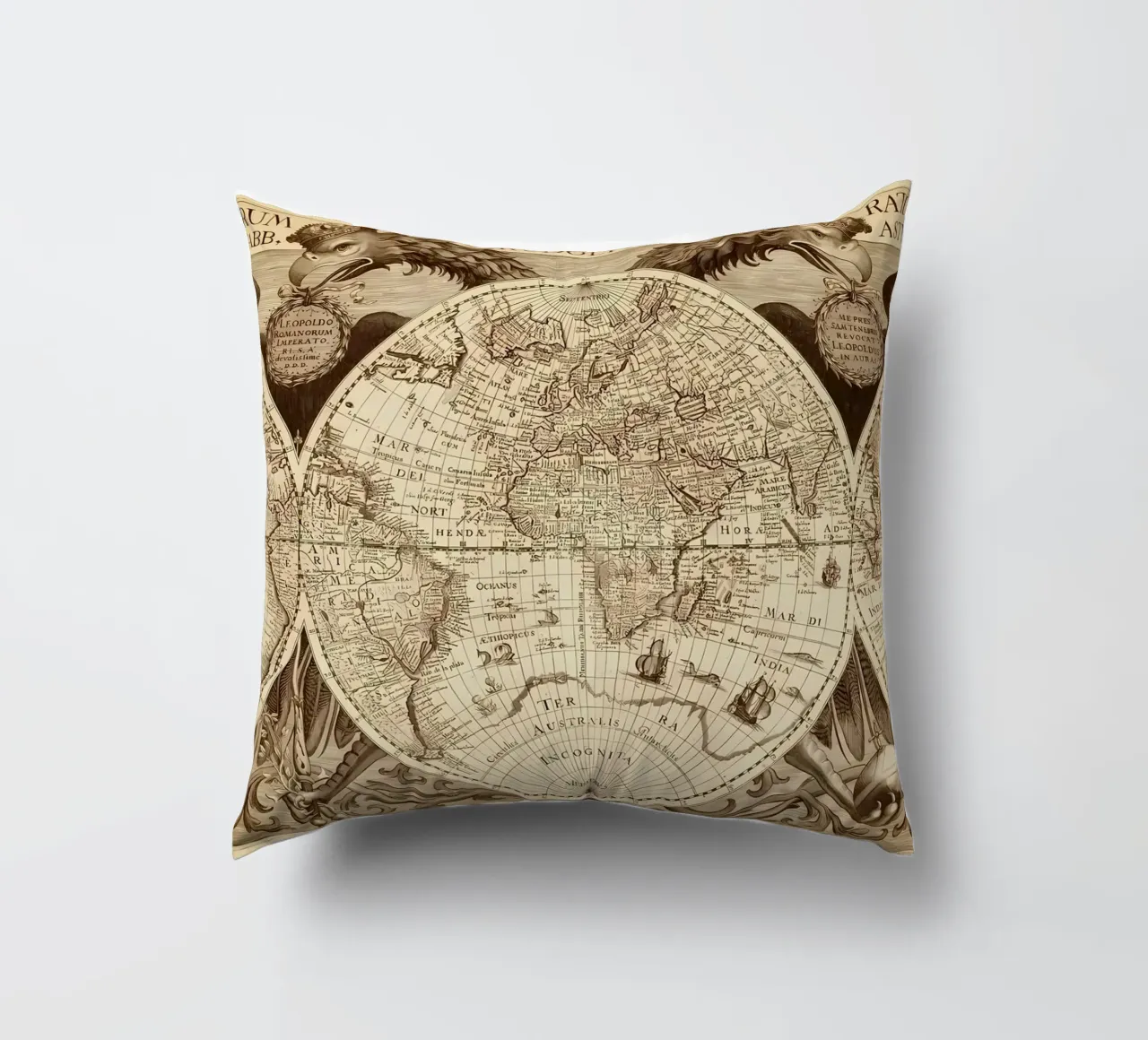 Mappa del mondo d'epoca cuscino da Delaplane
