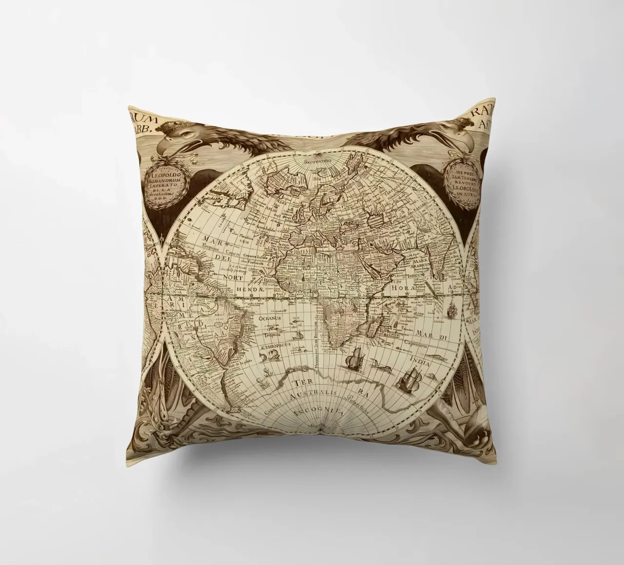 Mappa del mondo d'epoca cuscino da Delaplane