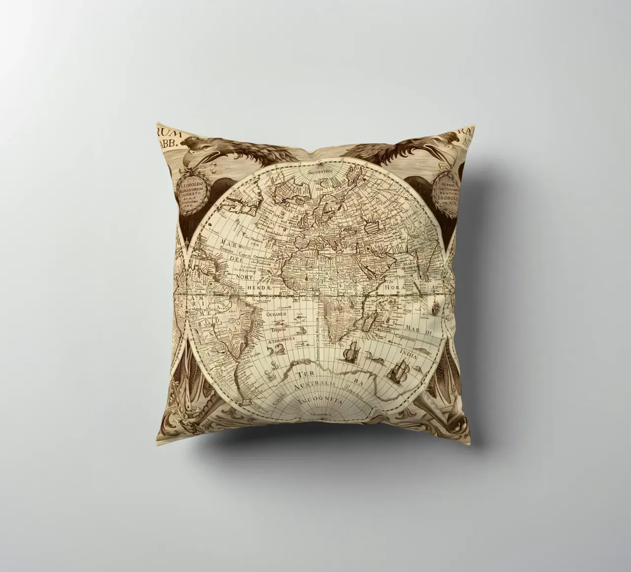 Mappa del mondo d'epoca cuscino da Delaplane
