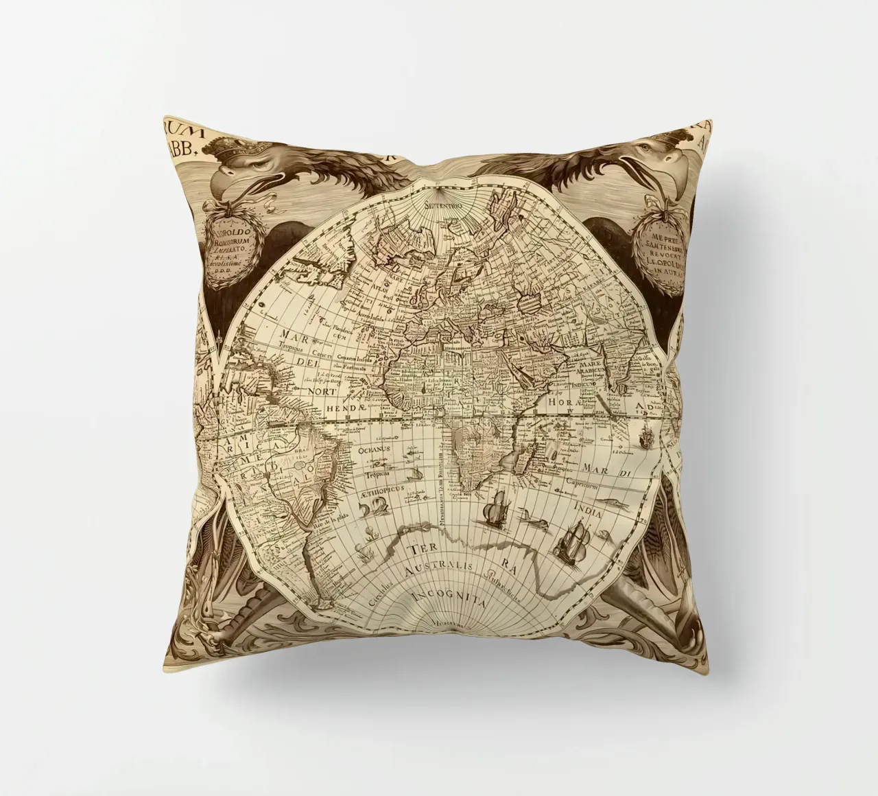 Mappa del mondo d'epoca cuscino da Delaplane