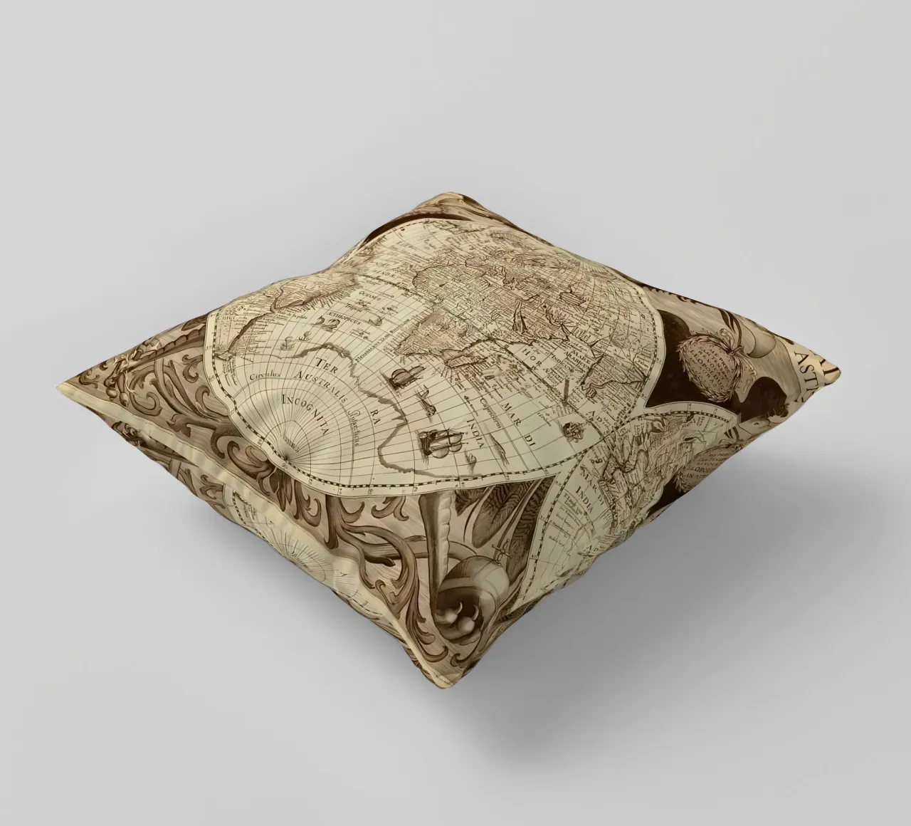 Mappa del mondo d'epoca cuscino da Delaplane