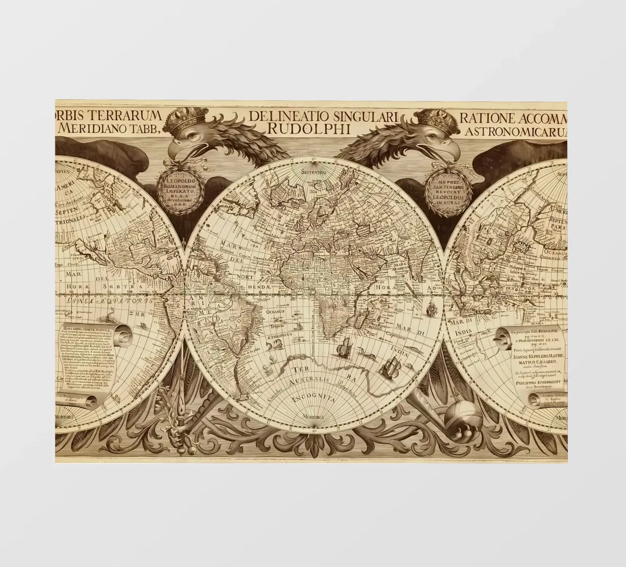 Mappa del mondo d'epoca pellicola backlit da Delaplane
