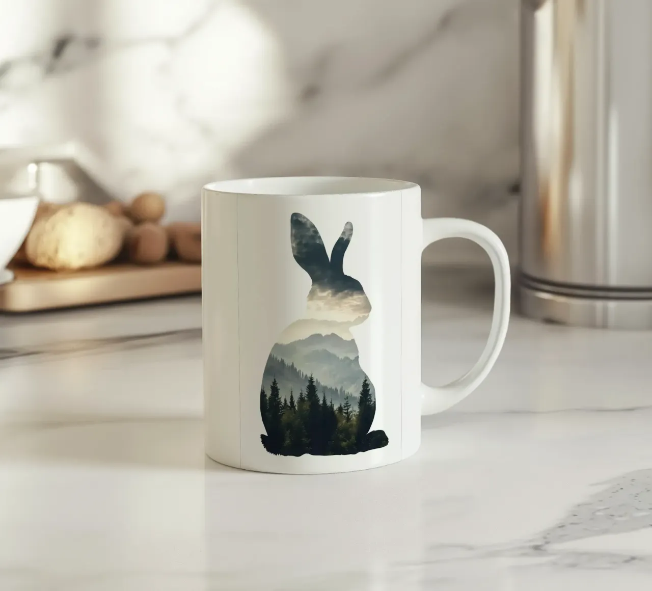 Silhouette del monte dei conigli tazza in ceramica da Ginnery