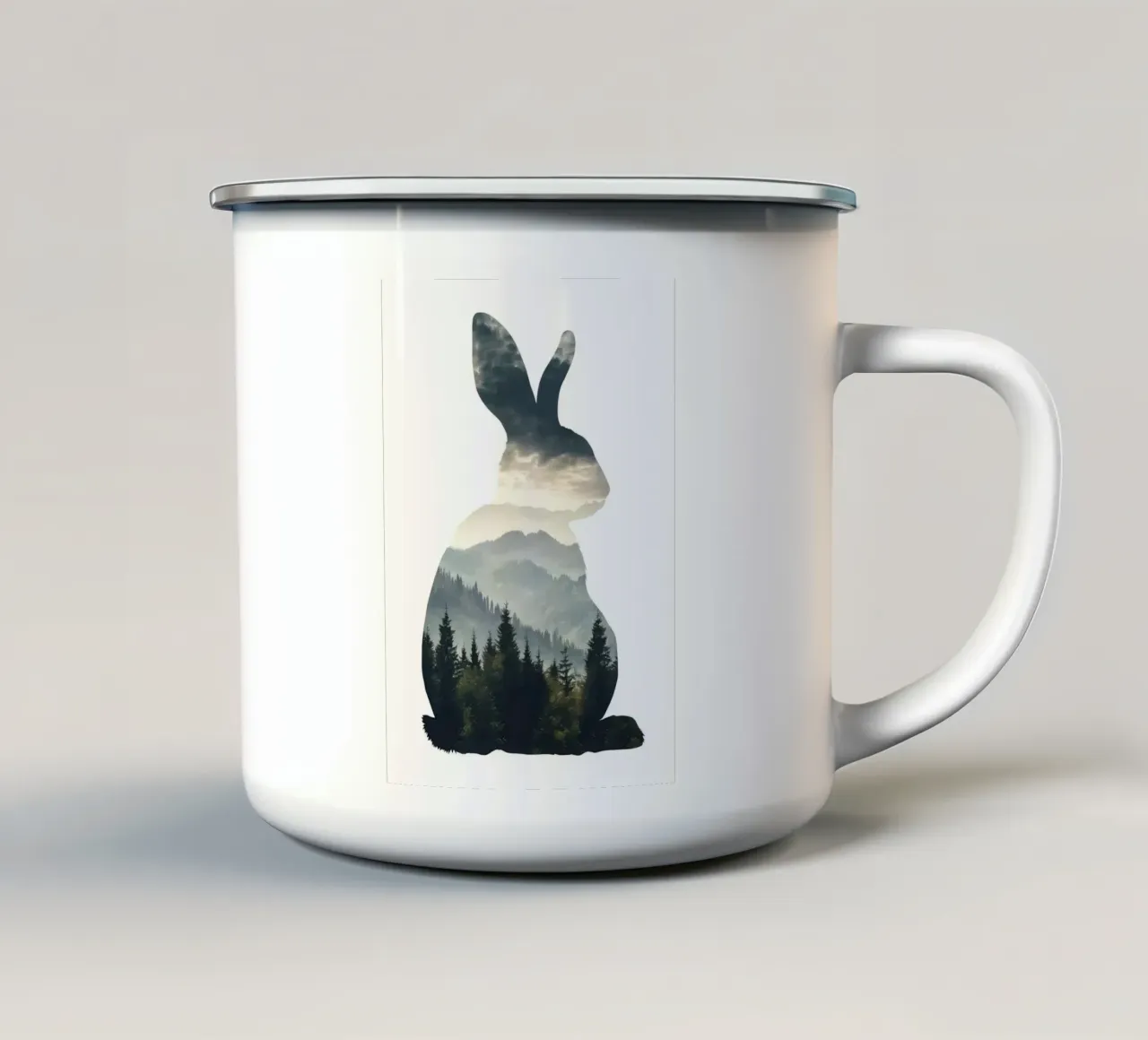 Silhouette del monte dei conigli tazza in smalto da Ginnery