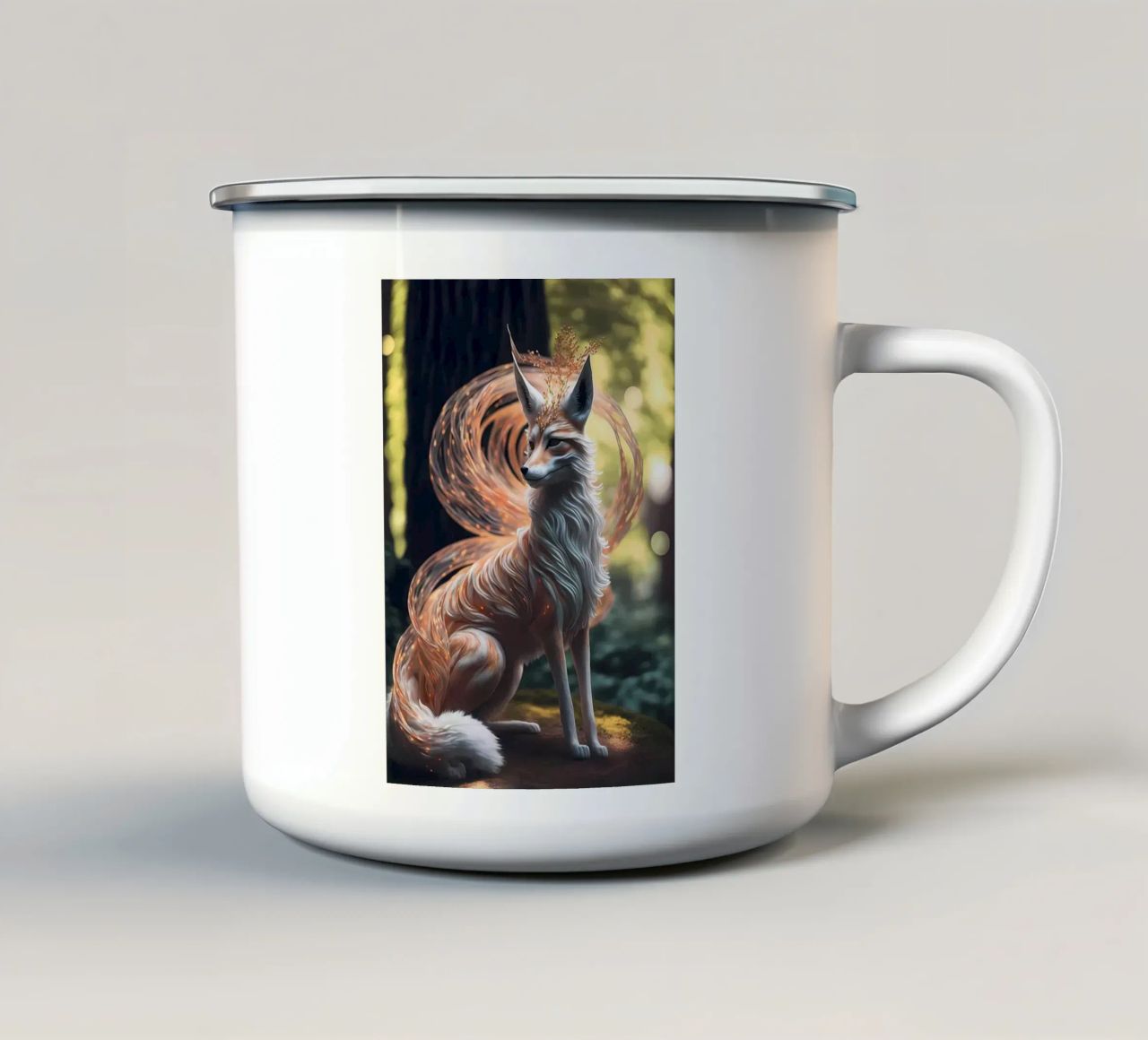 Volpe kitsune giapponese tazza in smalto da Mikesell