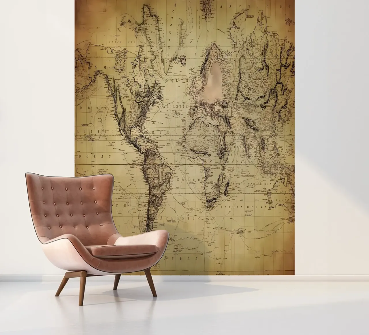 Mappa del mondo d'epoca carta da parati fotografica da Delaplane