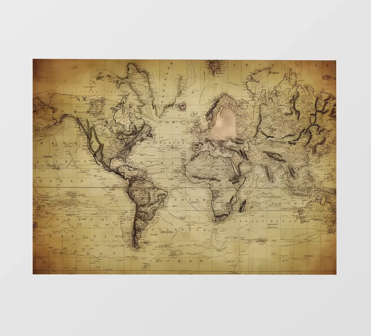 Mappa del mondo d'epoca carta da parati fotografica da Delaplane