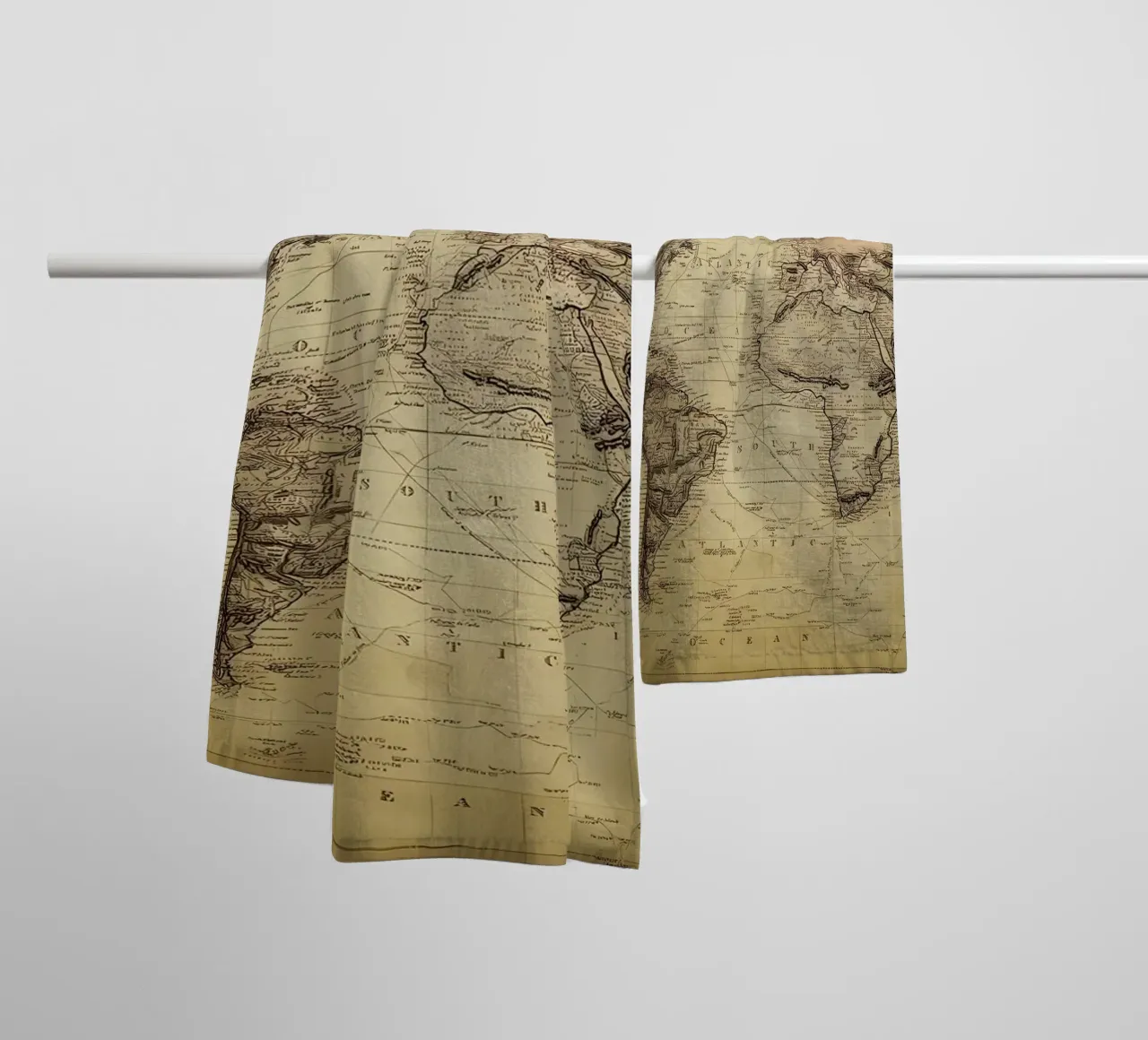 Mappa del mondo d'epoca asciugamano da bagno da Delaplane