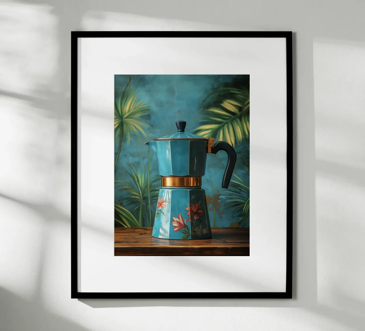 Blaue Blumenkaffeekanne Poster von Spice & Style