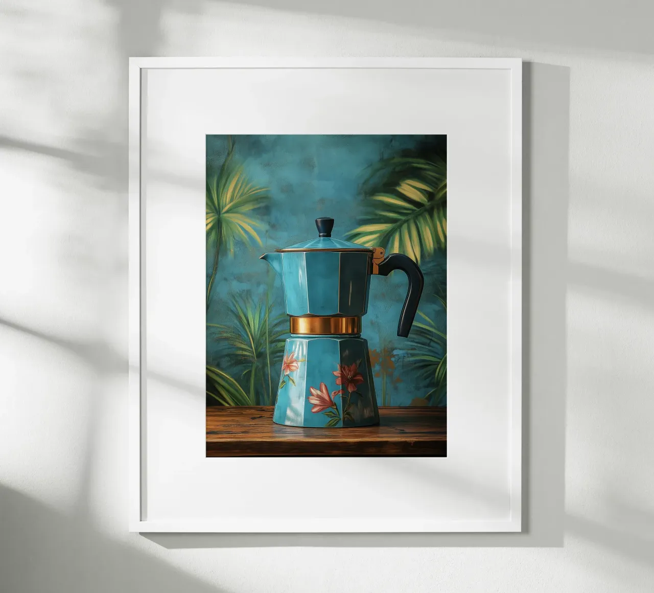 Blaue Blumenkaffeekanne Poster von Spice & Style