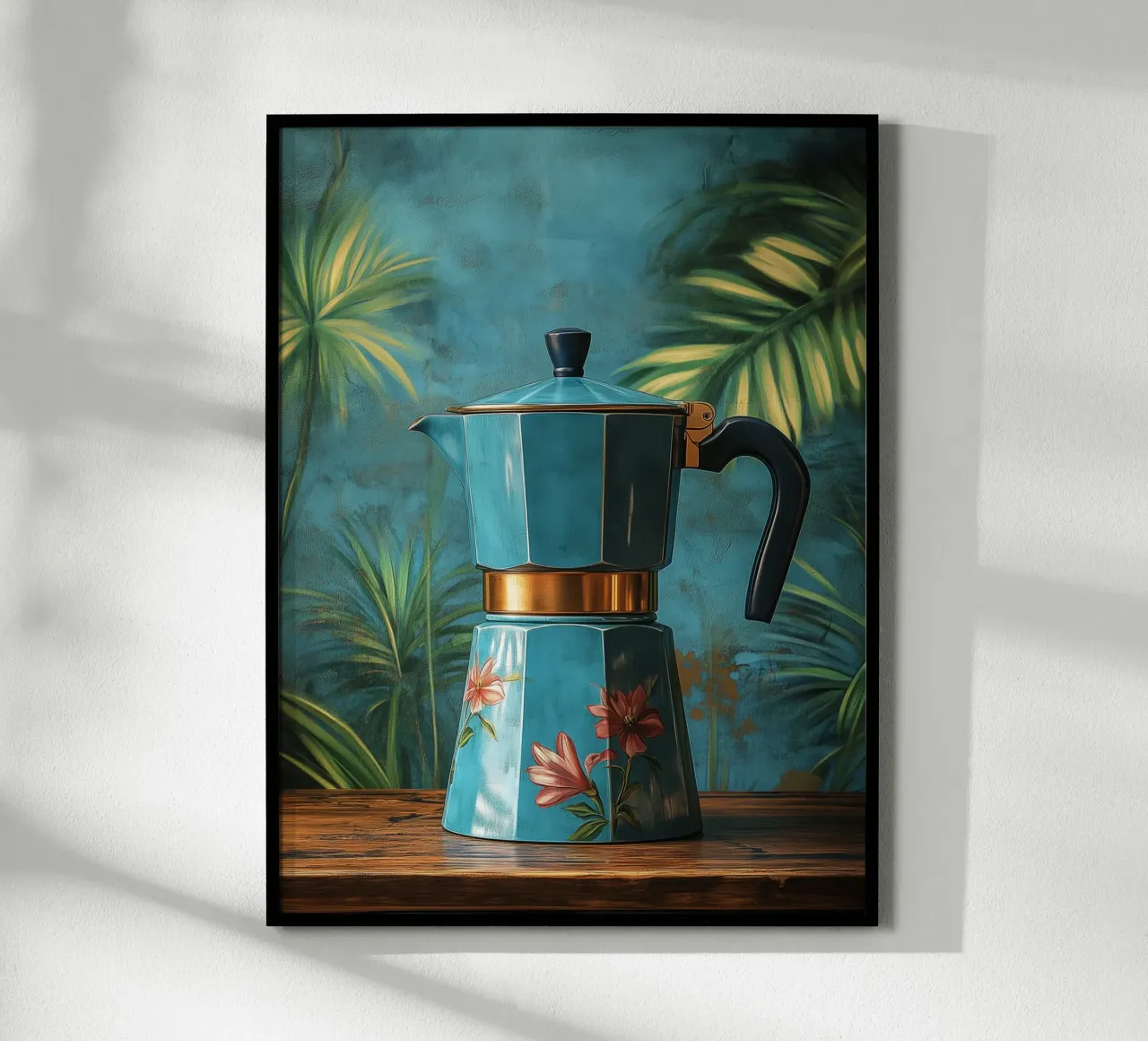 Blaue Blumenkaffeekanne Poster von Spice & Style