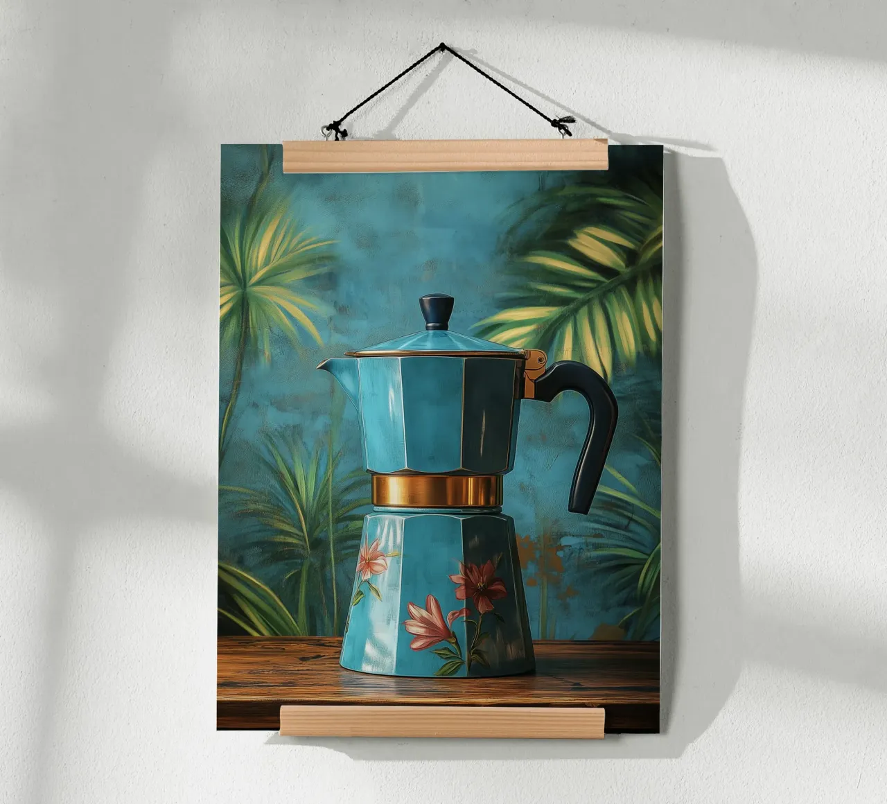 Blaue Blumenkaffeekanne Poster von Spice & Style