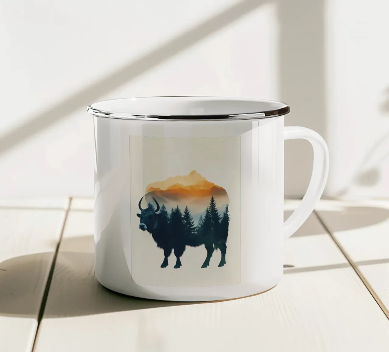 Yak Mountain Doppia esposizione tazza in smalto da Ginnery