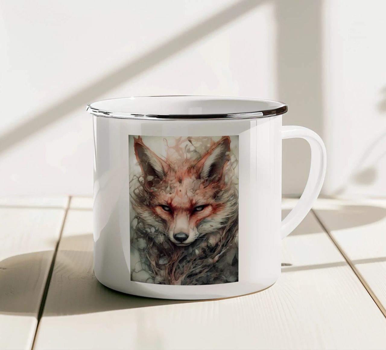 Volpe kitsune giapponese tazza in smalto da Mikesell