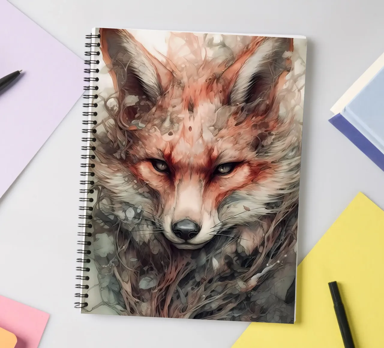 Renard Kitsune japonais carnet à spirale de Mikesell