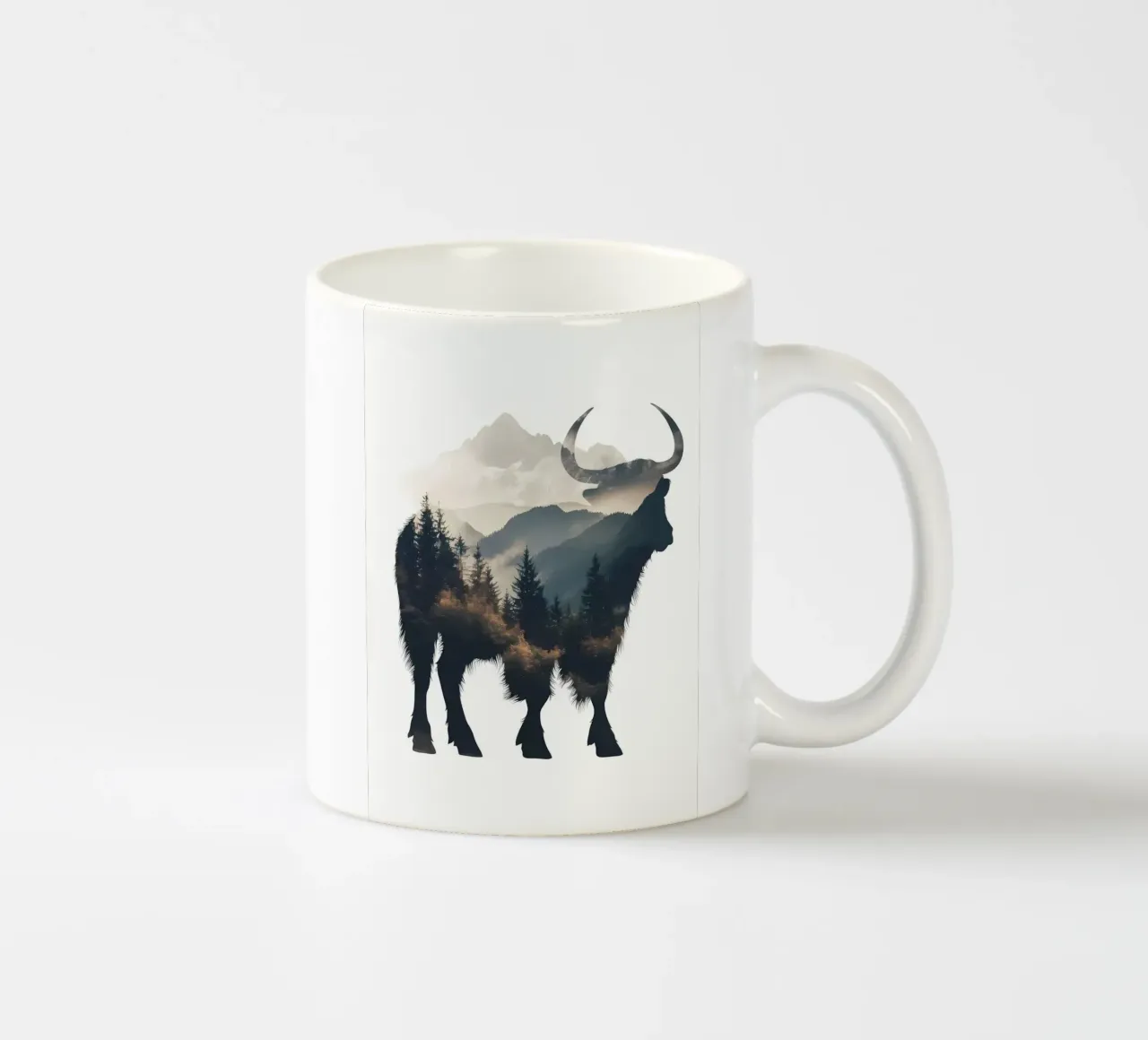 Silhouette di toro di montagna tazza in ceramica da Ginnery