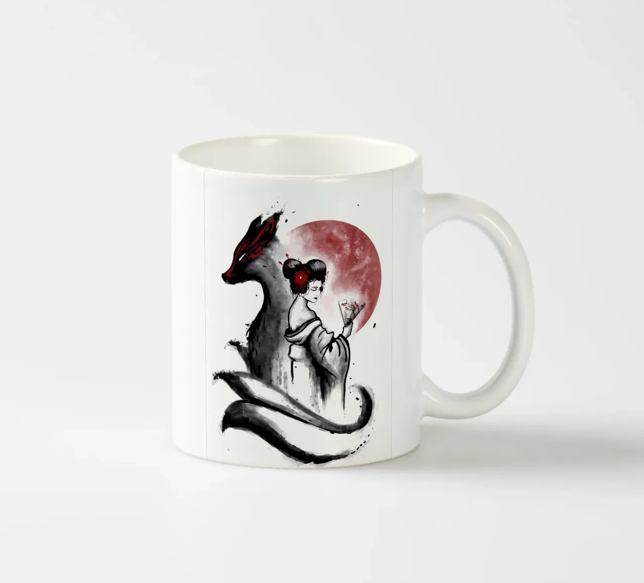 Volpe kitsune giapponese tazza in ceramica da Mikesell