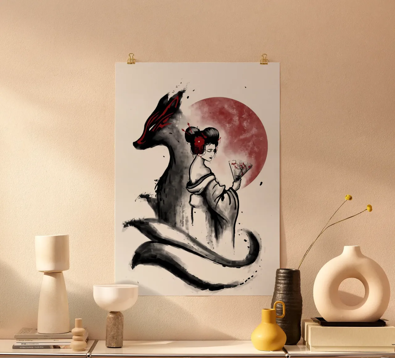 Volpe kitsune giapponese poster da Mikesell