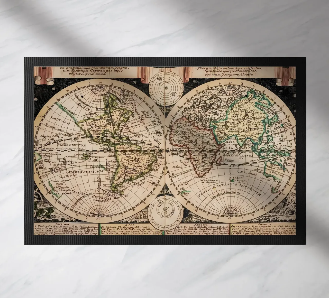 Mappa del mondo d'epoca zerbino da Delaplane