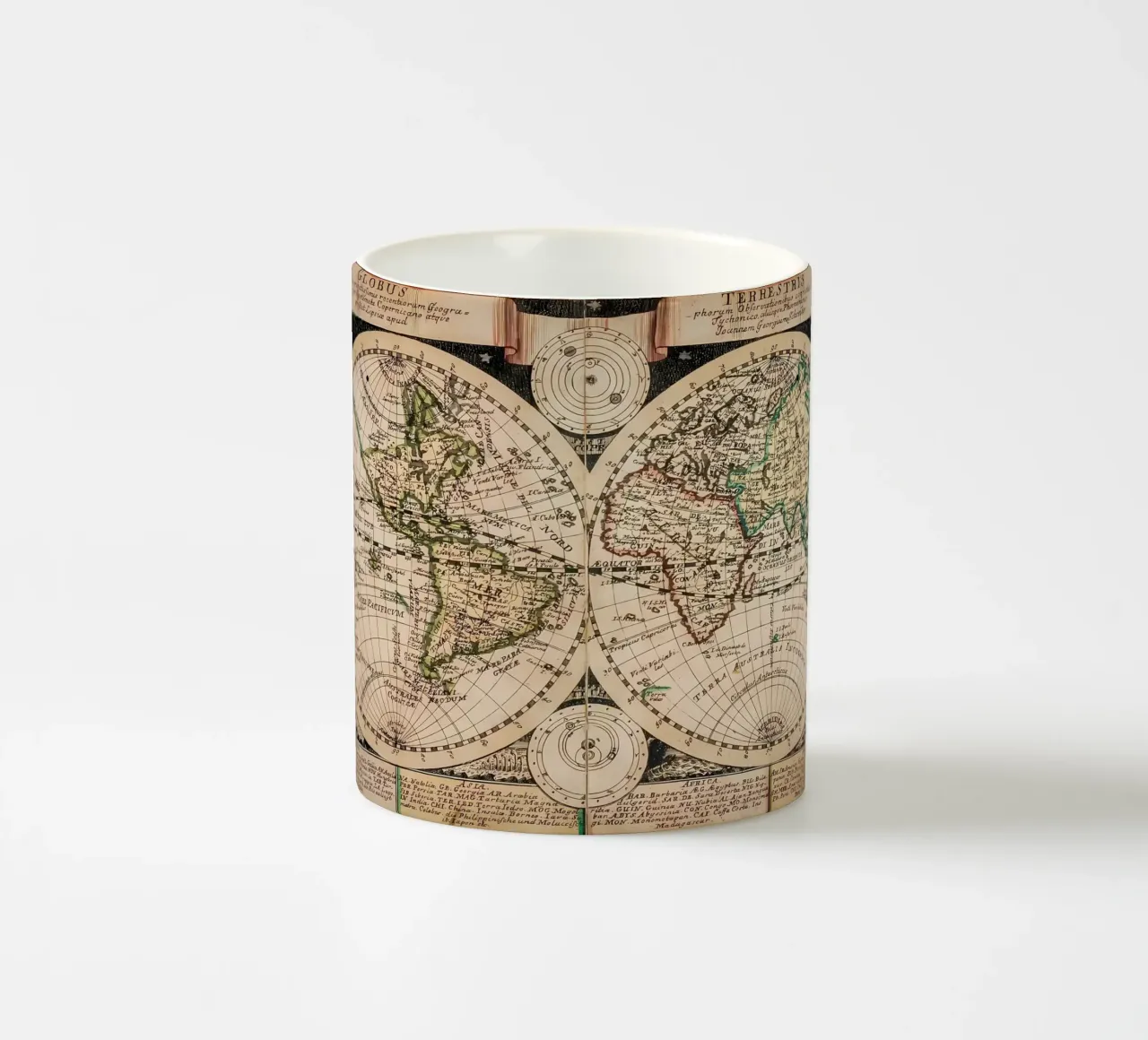 Mappa del mondo d'epoca tazza in ceramica da Delaplane