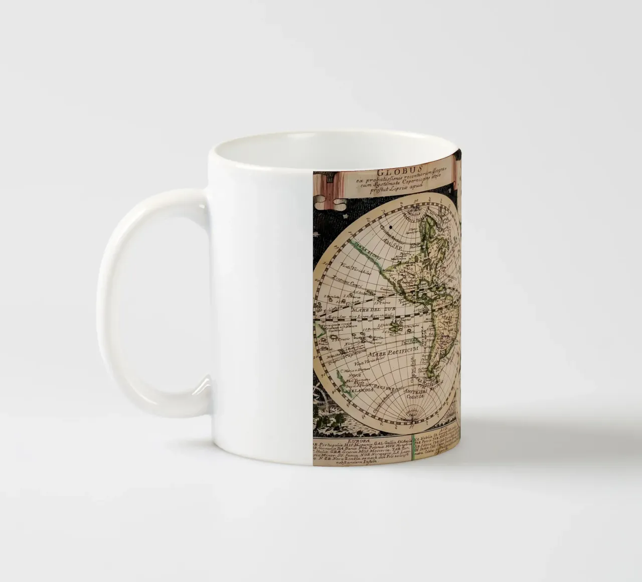 Mappa del mondo d'epoca tazza in ceramica da Delaplane