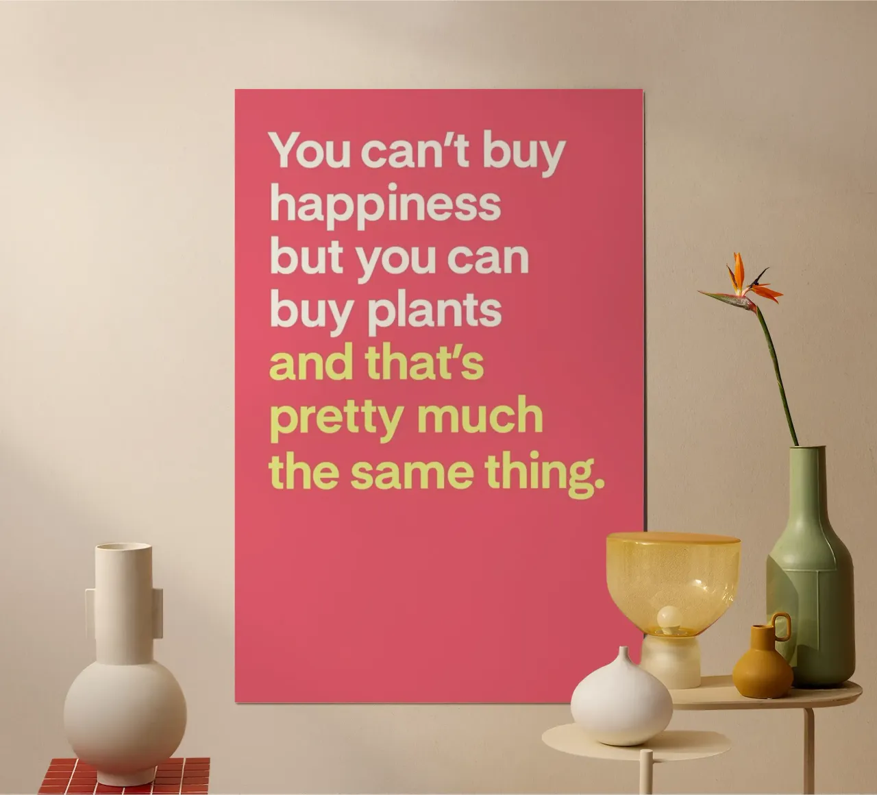 Can't Buy Happiness poster con telaio in alluminio da Evita Witzenhausen