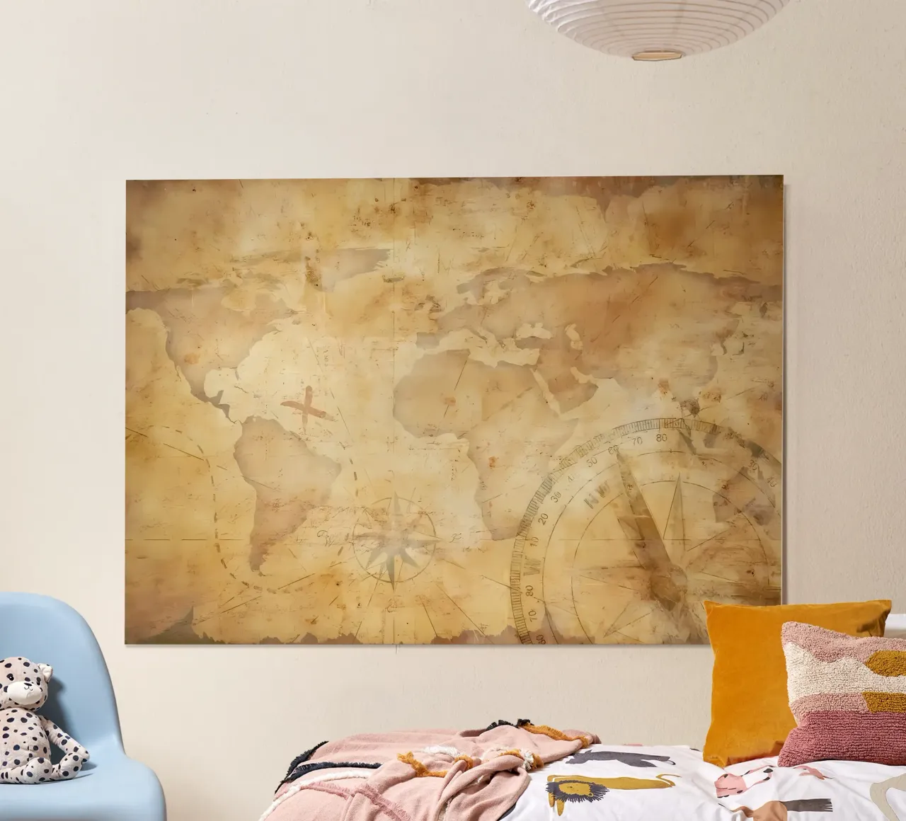 Mappa del mondo d'epoca poster con telaio in alluminio da Delaplane