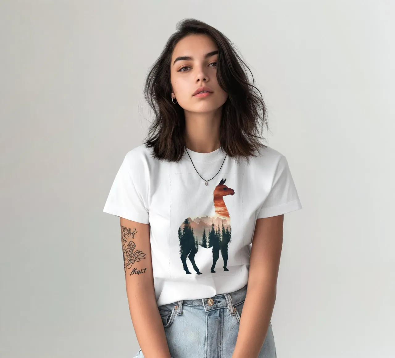 Tramonto sul monte Llama t-shirt da Ginnery