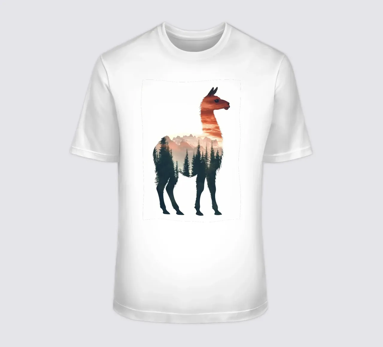Tramonto sul monte Llama t-shirt da Ginnery