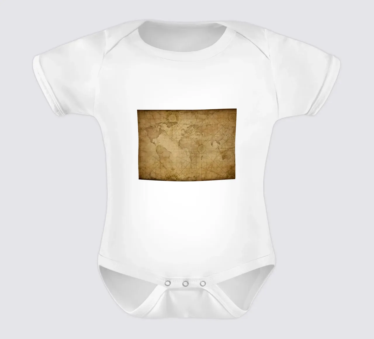 Vintage Map of the World short-sleeve baby romper by Delaplane