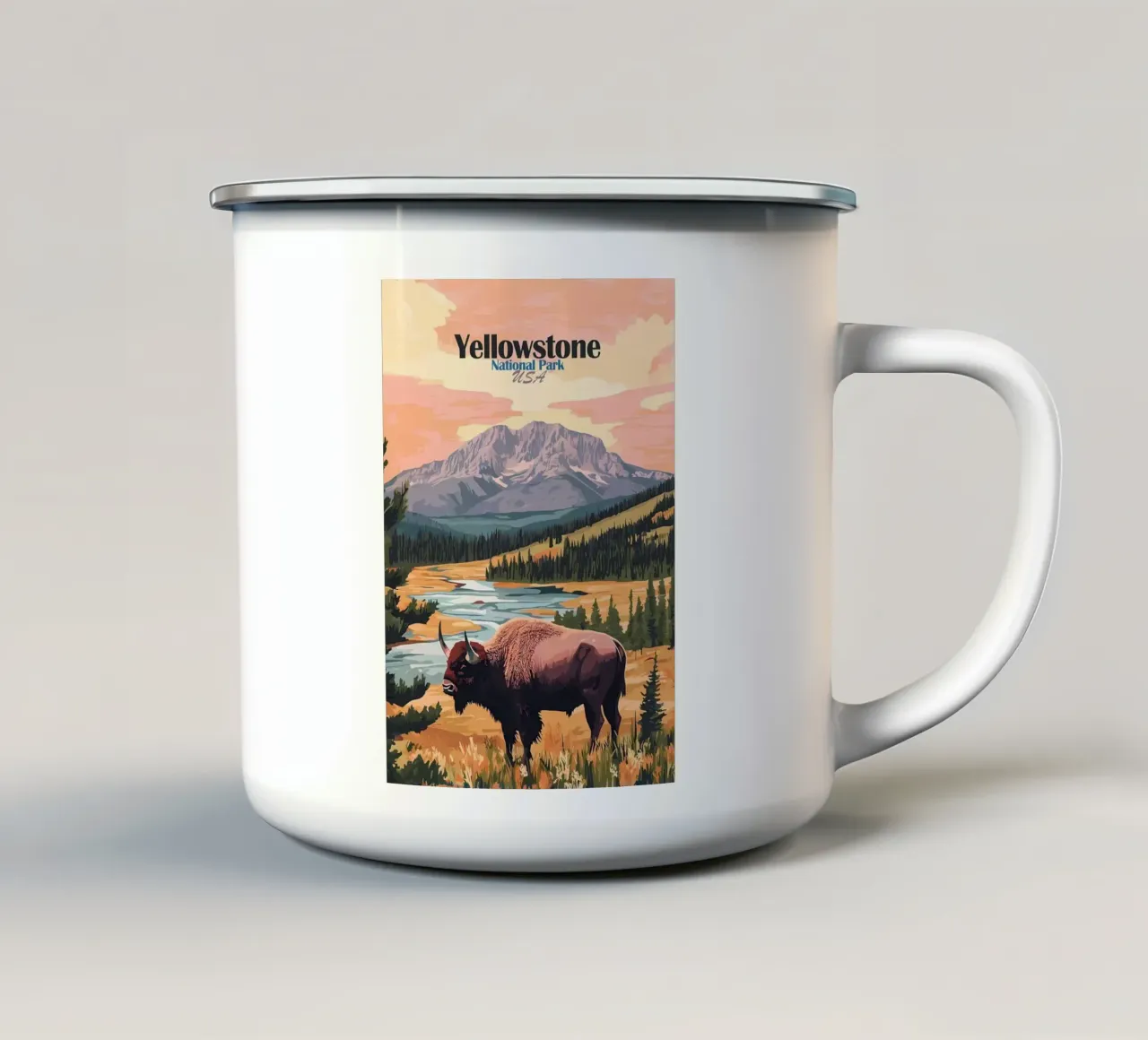 Parco nazionale di Yellowstone tazza in smalto da Ginnery
