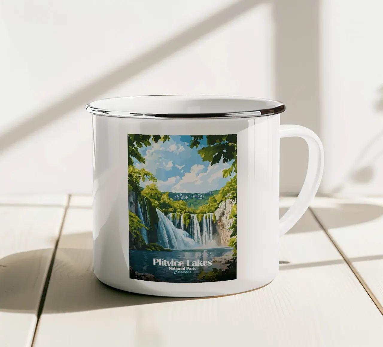 Parco Nazionale dei Laghi di Plitvice tazza in smalto da Ginnery