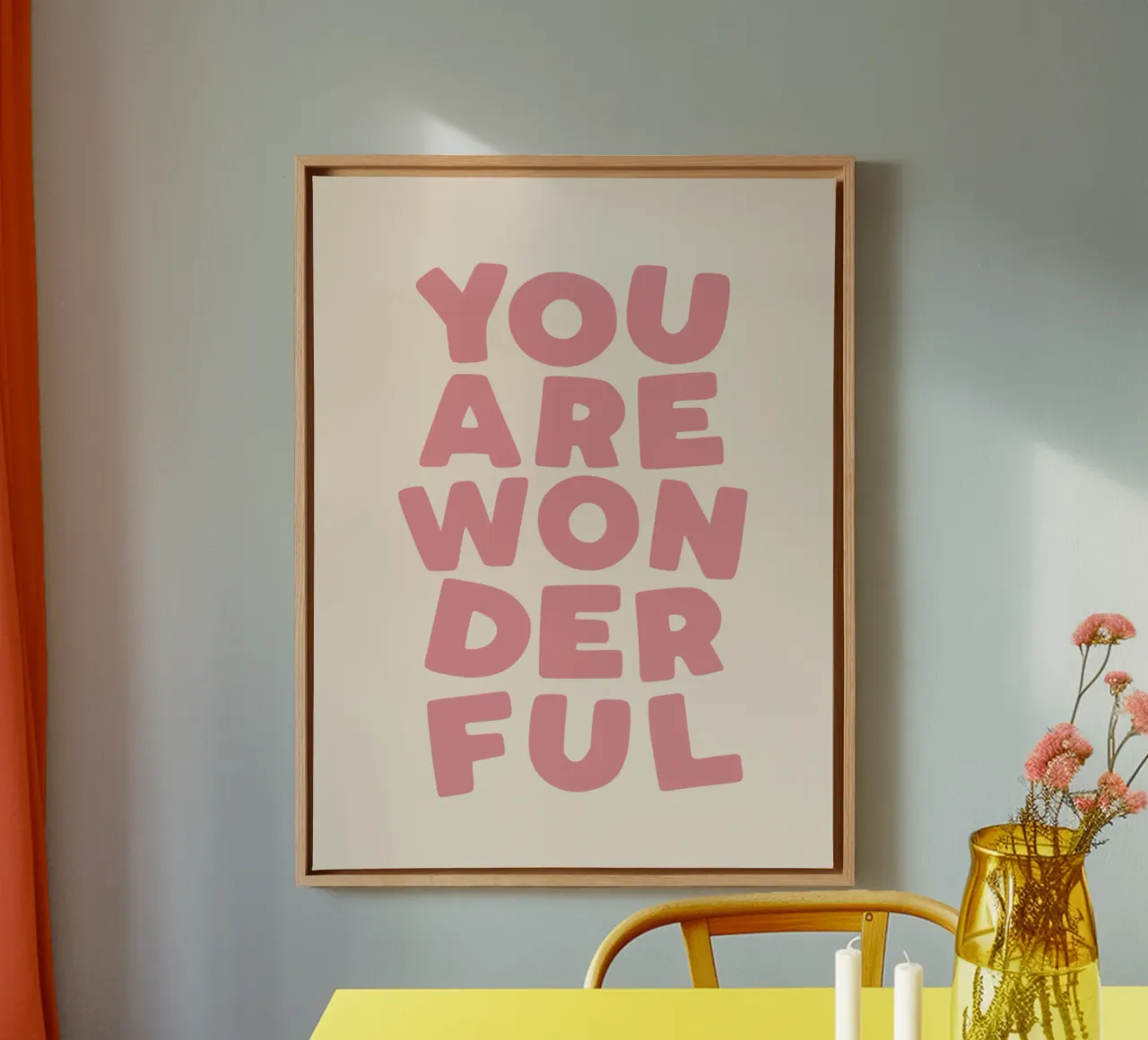 You Are Wonderful Whimsical, Uplifting Cheerful Typography canvas by THE MOTIVATED TYPE