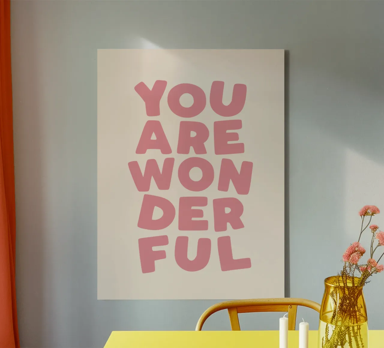 You Are Wonderful Whimsical, Uplifting Cheerful Typography canvas by THE MOTIVATED TYPE