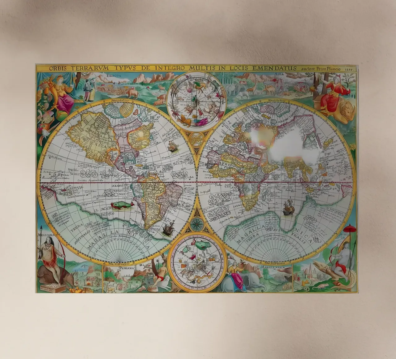 Mappa del mondo d'epoca pellicola backlit da Delaplane