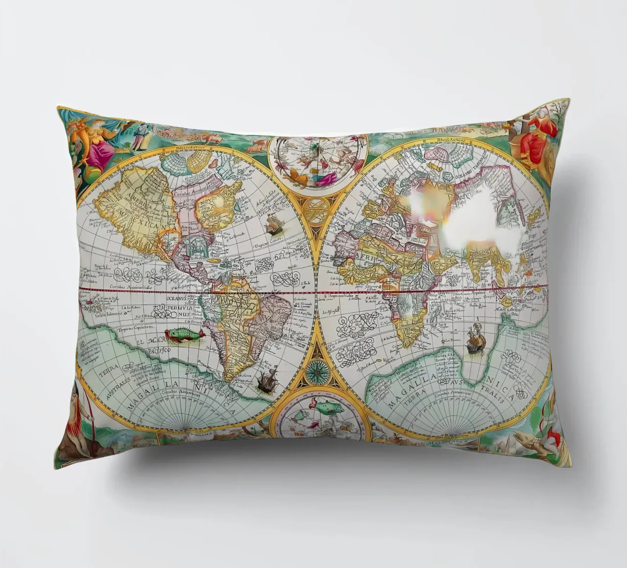 Mappa del mondo d'epoca cuscino da Delaplane