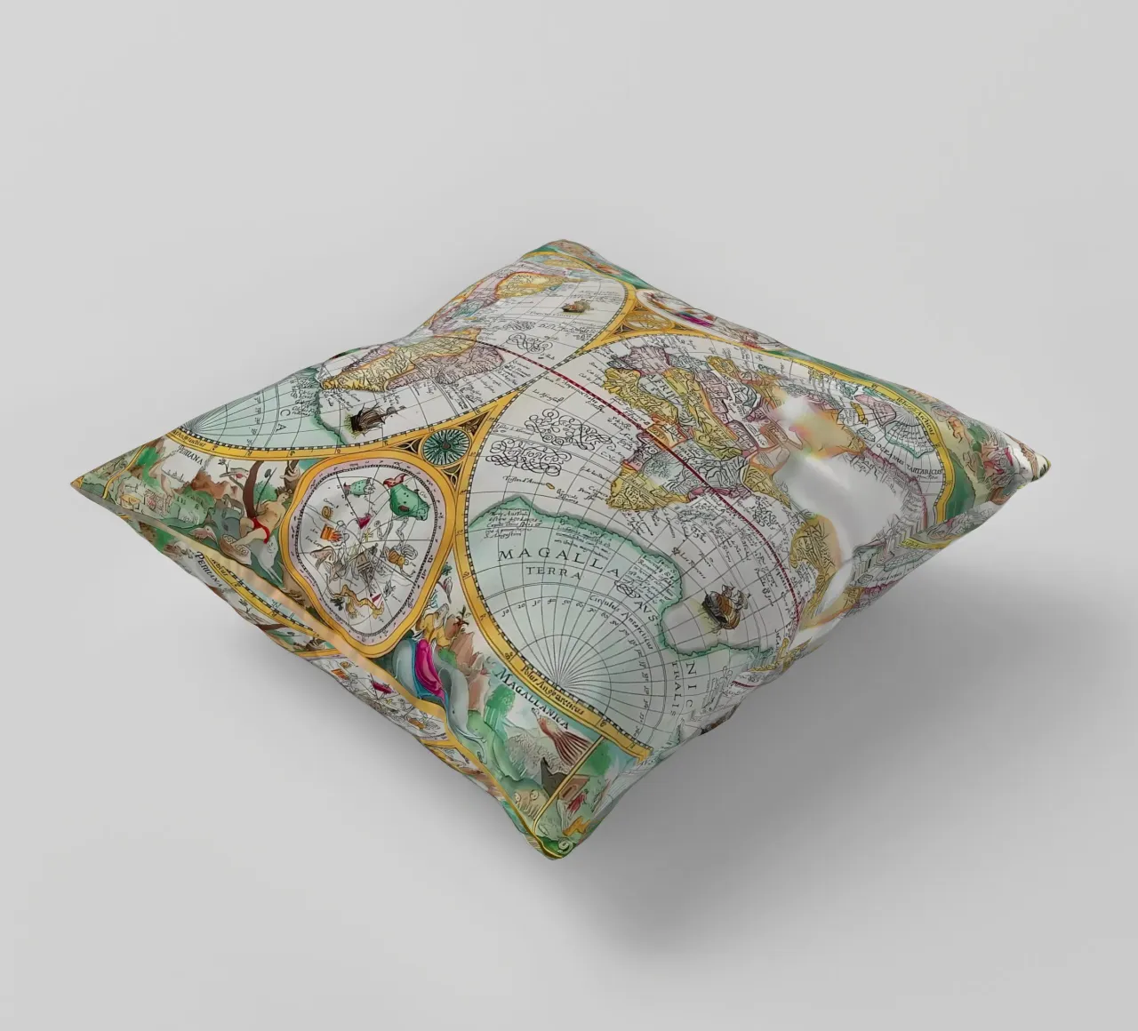 Mappa del mondo d'epoca cuscino da Delaplane