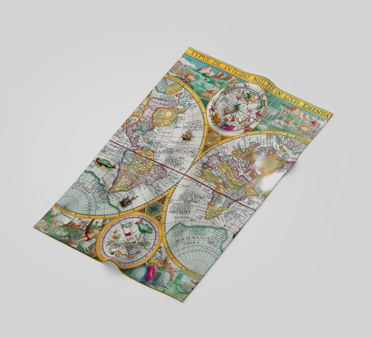 Mappa del mondo d'epoca telo mare da Delaplane
