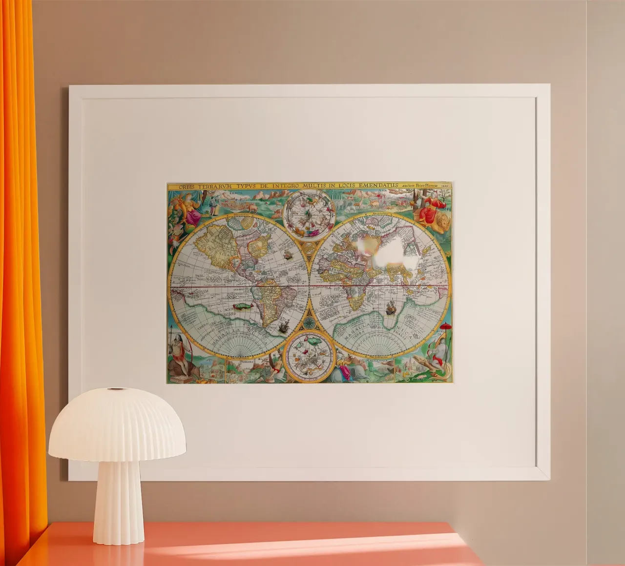 Mappa del mondo d'epoca carta hahnemühle da Delaplane