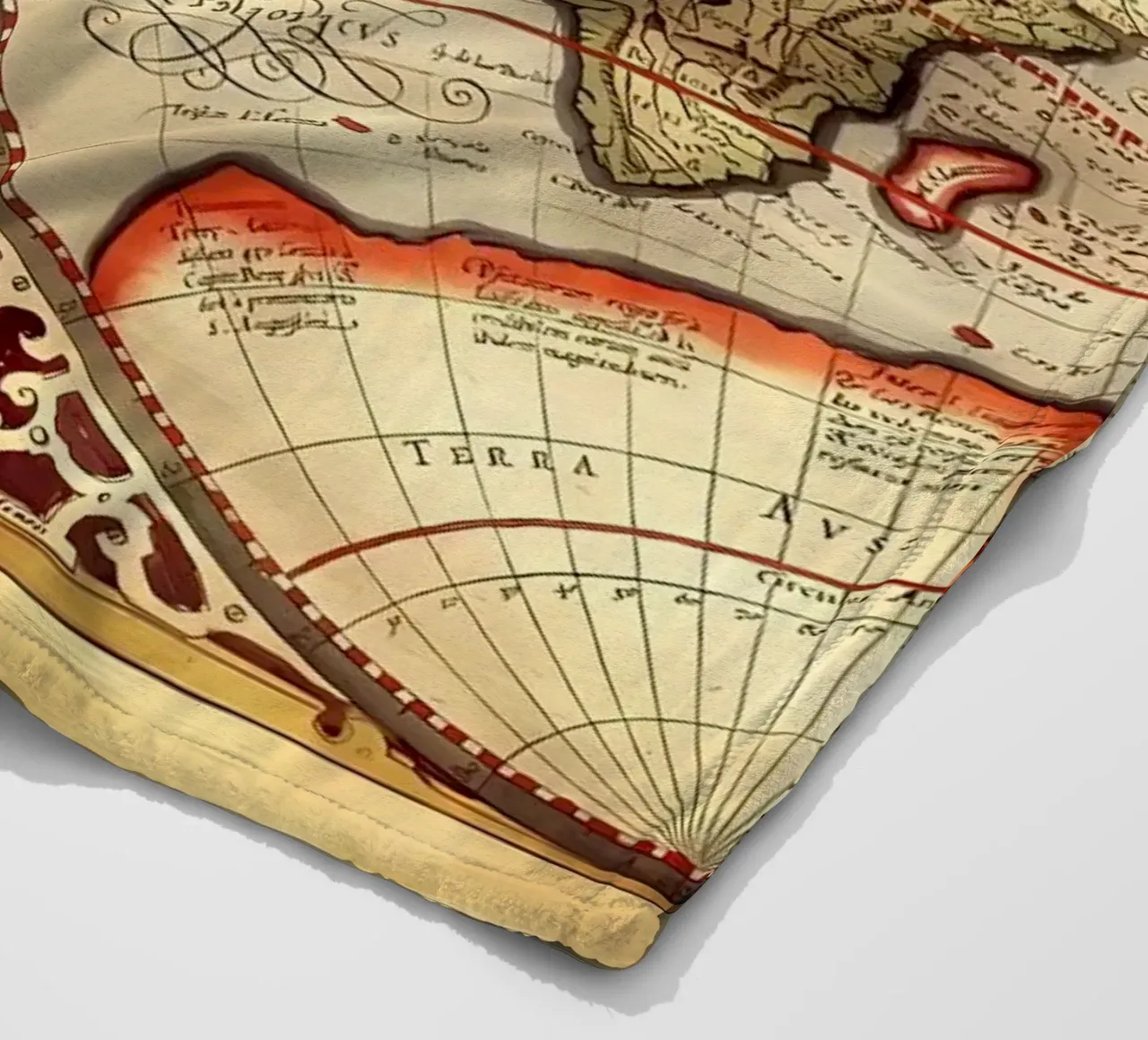 Mappa del mondo d'epoca coperta in pile da Delaplane