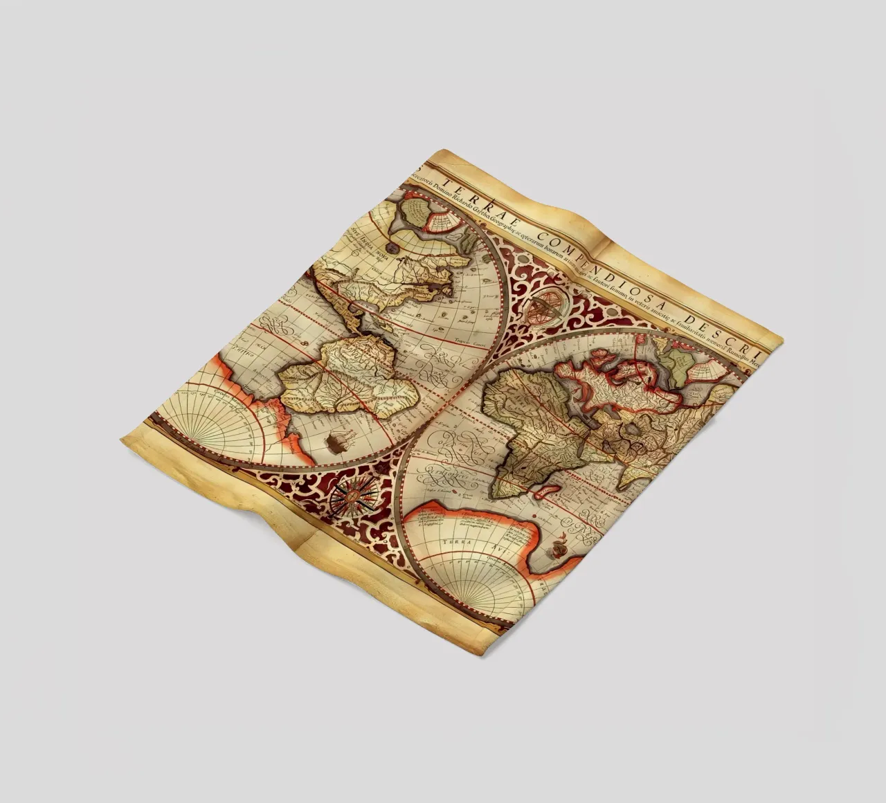 Mappa del mondo d'epoca coperta in pile da Delaplane