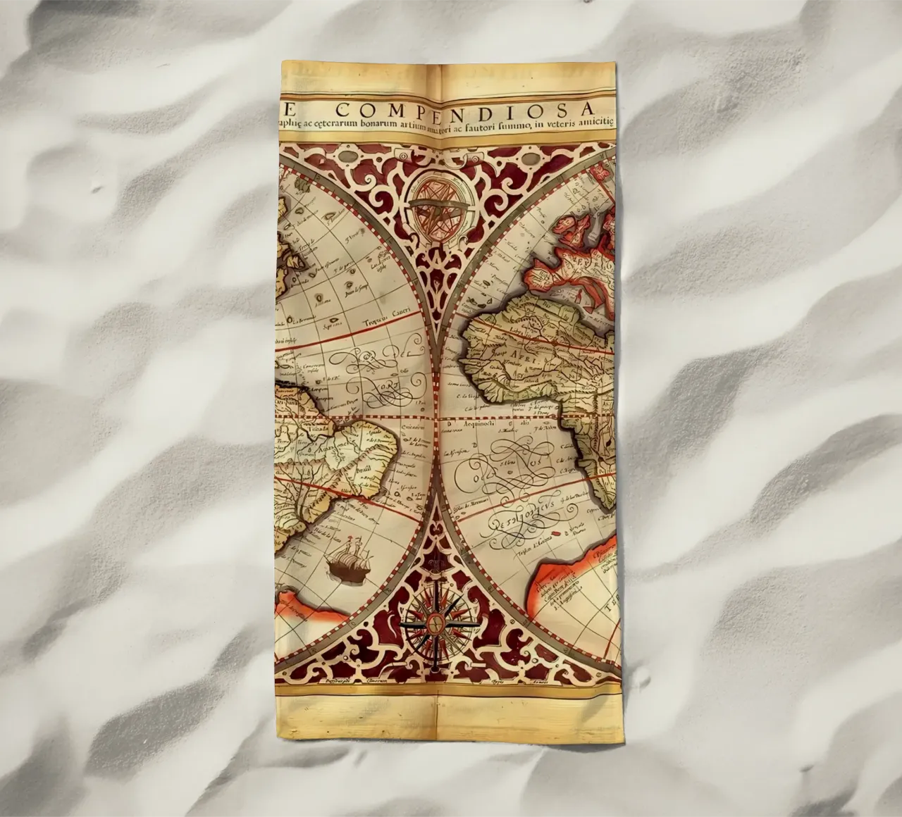Mappa del mondo d'epoca telo mare da Delaplane