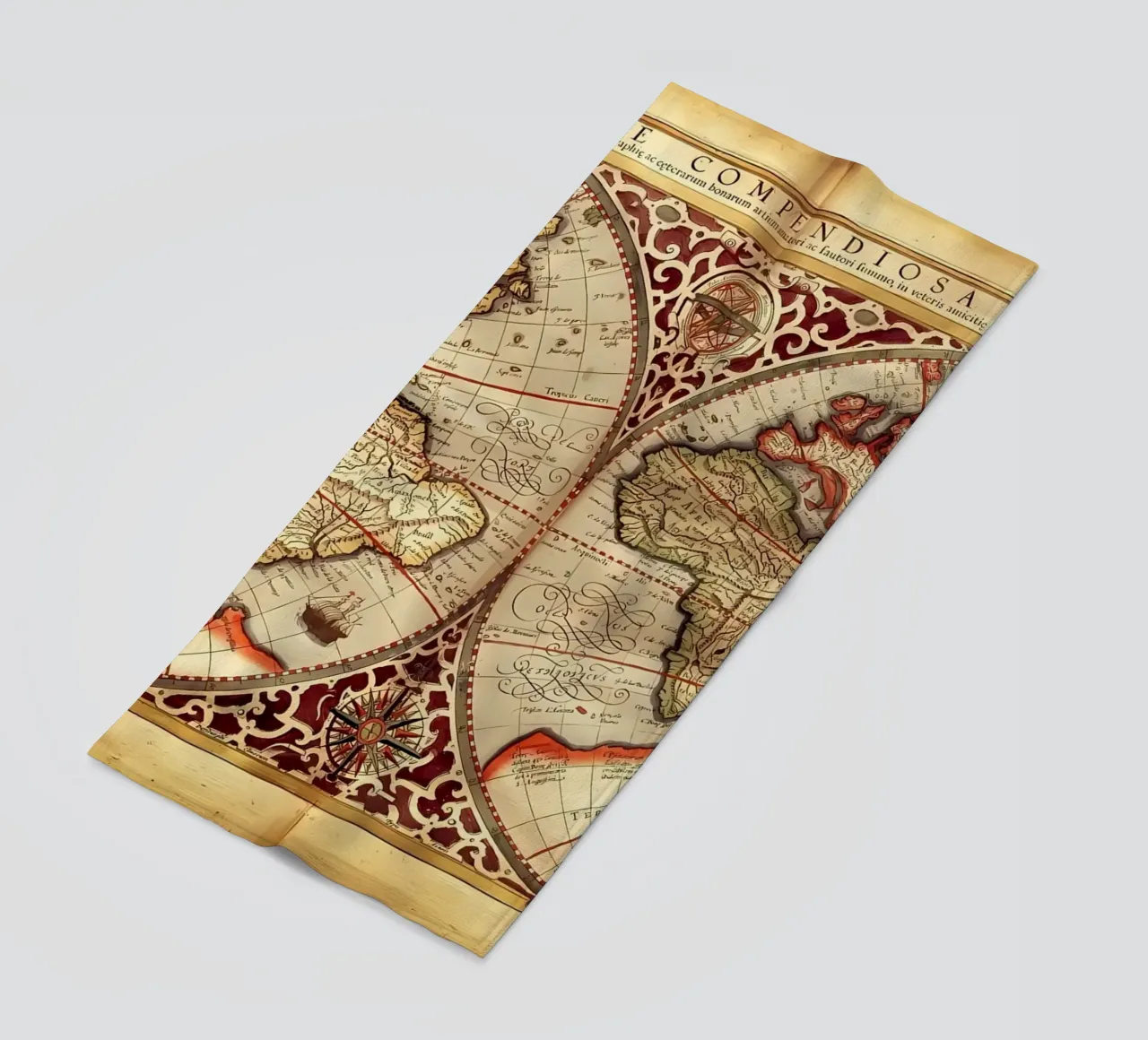 Mappa del mondo d'epoca telo mare da Delaplane
