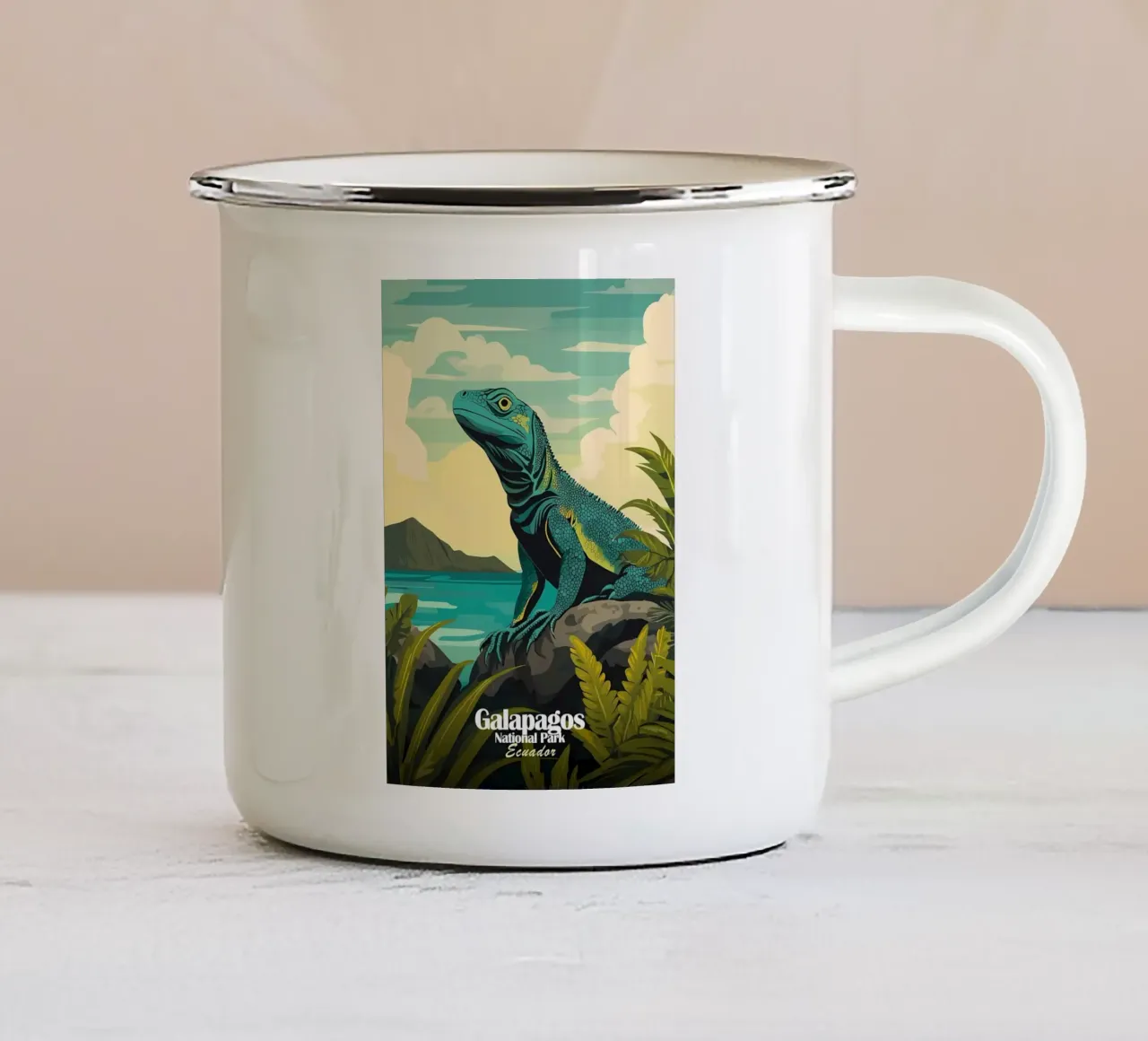 Galapagos Iguanar tazza in smalto da Ginnery