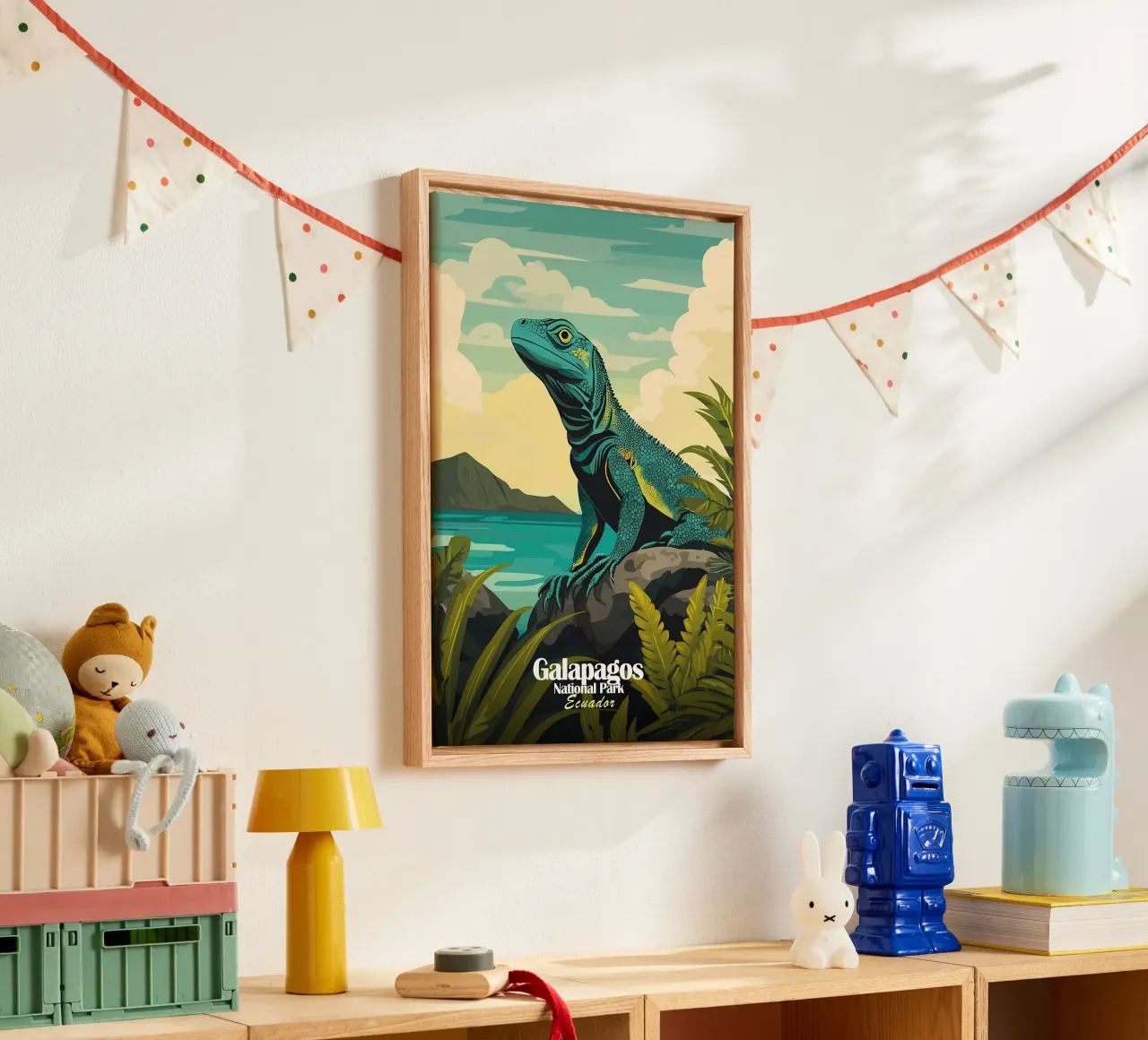 Galapagos Iguanar canvas with Floater frame by Ginnery