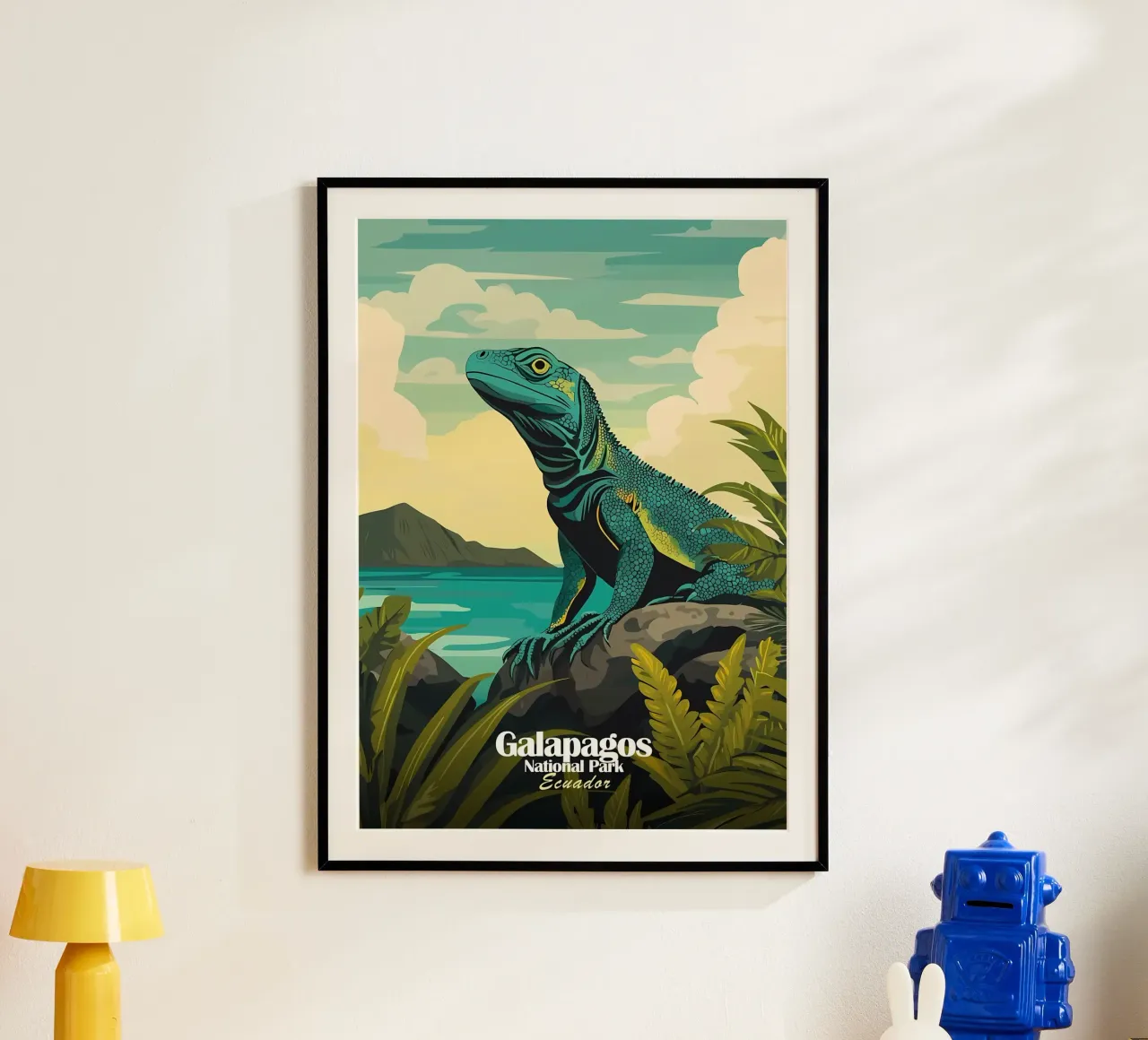 Galapagos Iguanar poster con telaio in alluminio da Ginnery