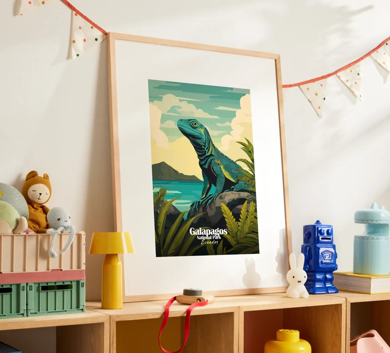Galapagos Iguanar poster con telaio in alluminio da Ginnery