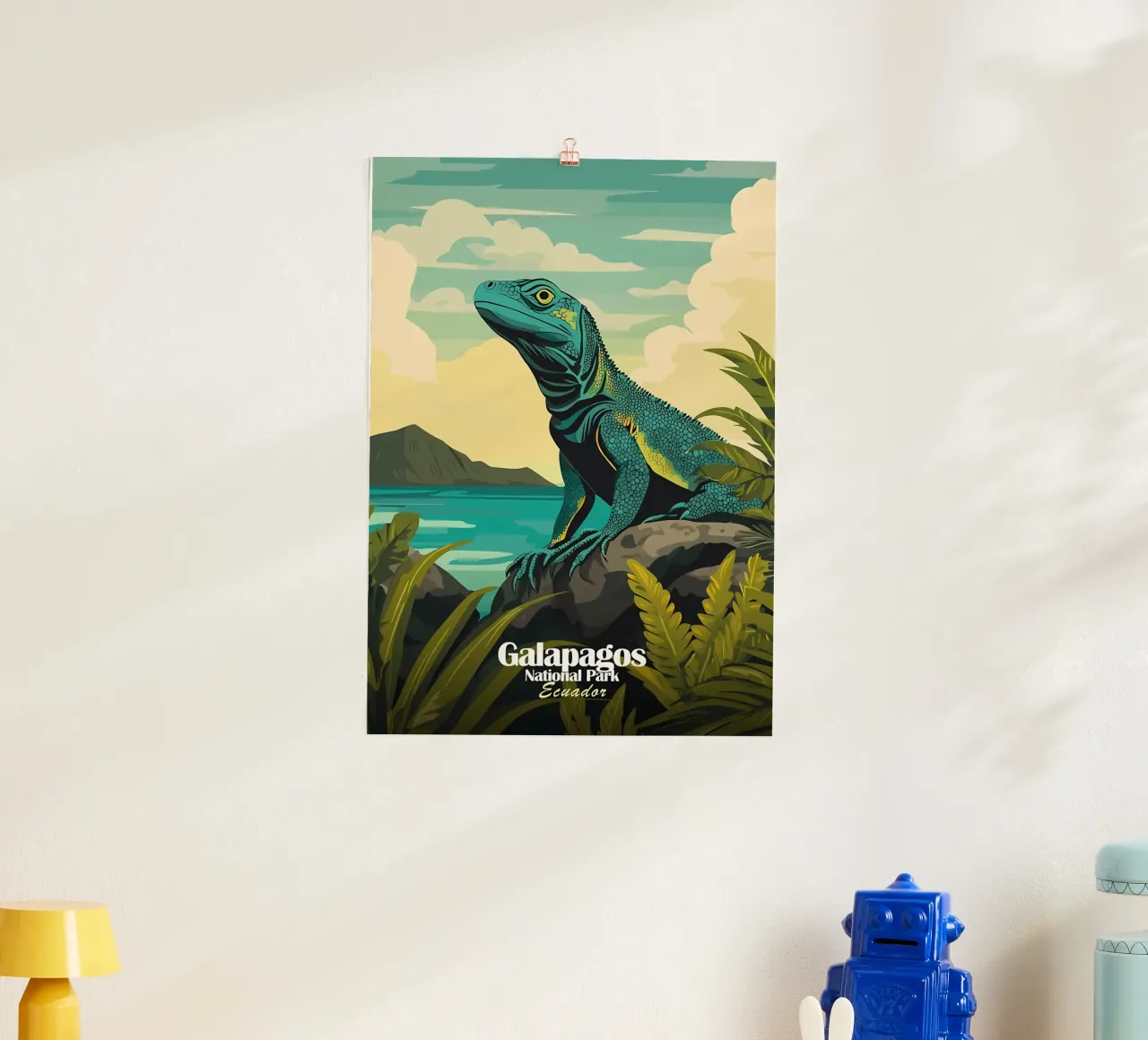 Galapagos Iguanar poster con telaio in alluminio da Ginnery
