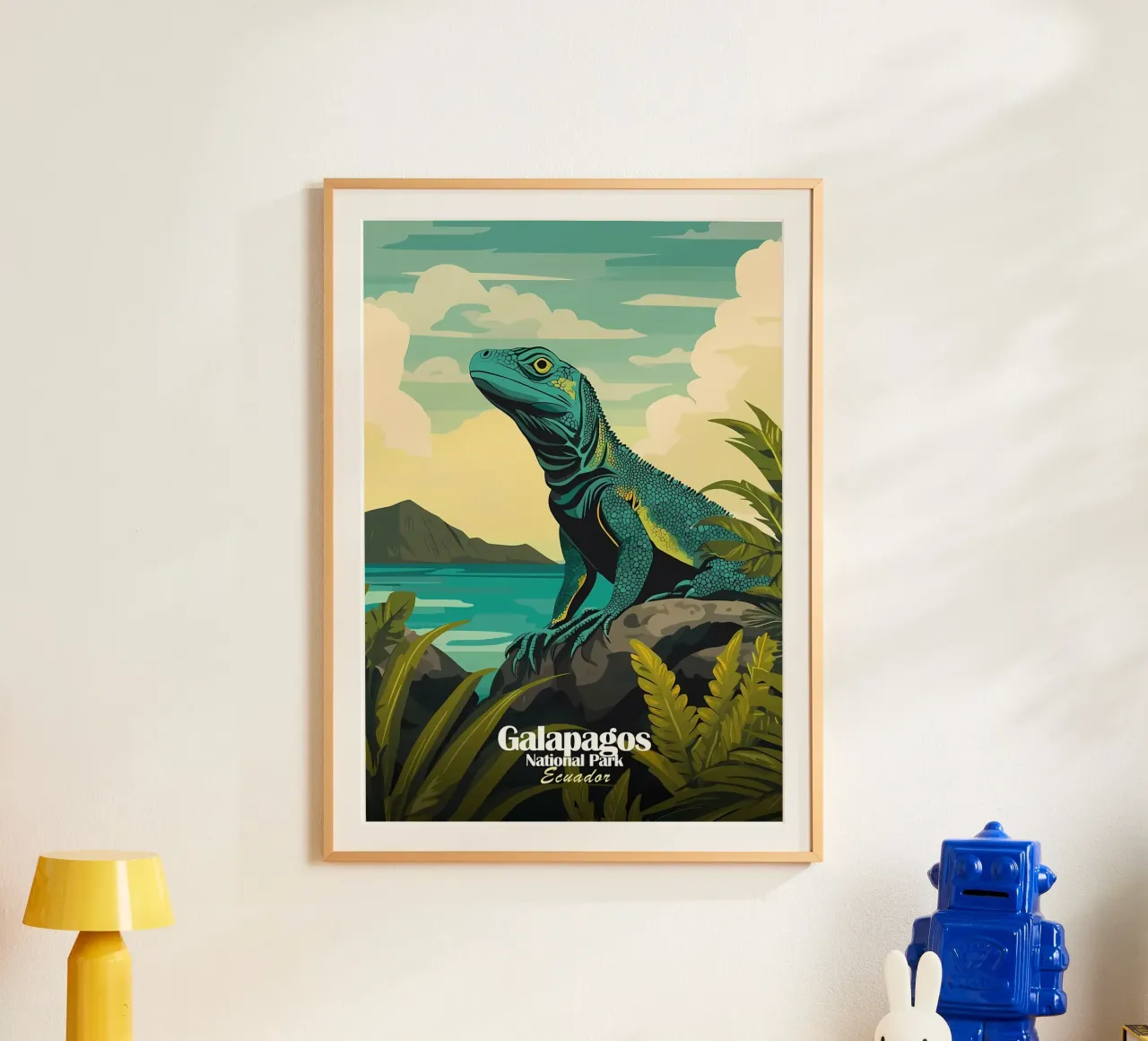 Galapagos Iguanar poster con telaio in alluminio da Ginnery