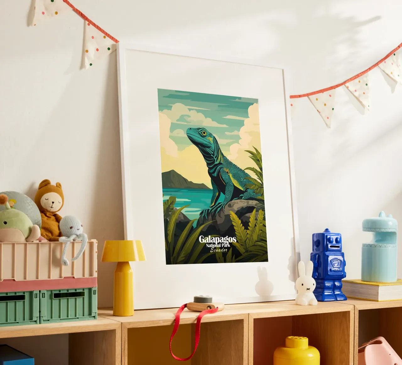 Galapagos Iguanar poster con telaio in alluminio da Ginnery